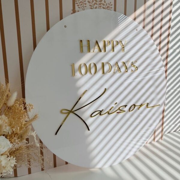 White Acrylic Sign White With Gold Mirror Acrylic 2D Letters