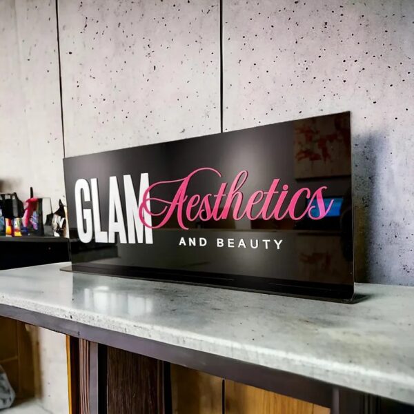 Black Acrylic Sign Black, White & Pink acrylic combination 2D Letters