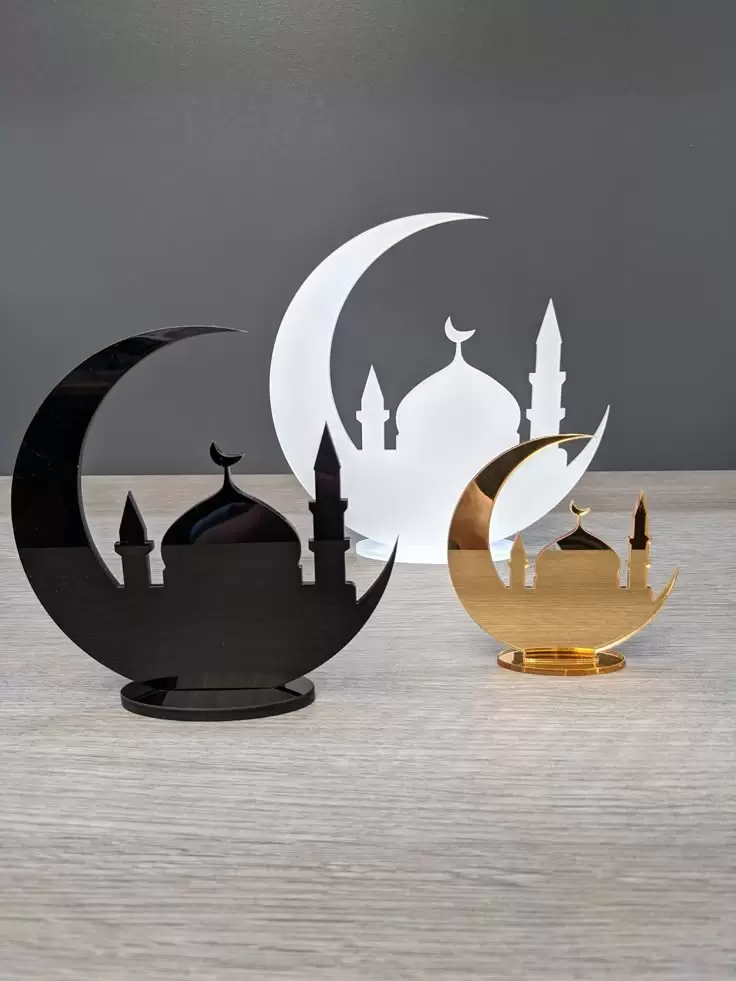 Acrylic Moon with Masjid Stand