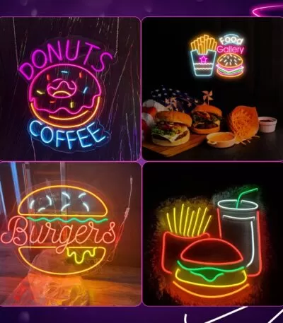 Donut Coffee Burgers Café Neon Light