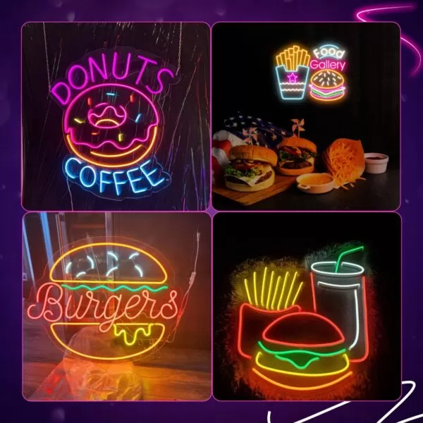 Donut Coffee Burgers Café Neon Light