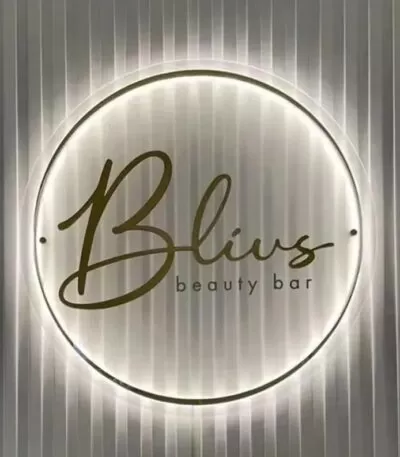 Transparent Acrylic Sign With Gold Mirror Acrylic 2D Letters Back Neon Glow With Spacer
