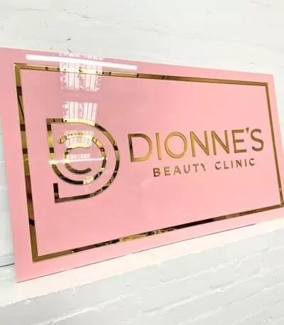 Pink Acrylic Sign Pink With Gold Mirror Acrylic 2D Letters