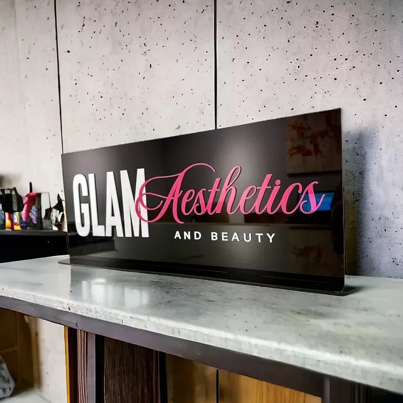 Black Acrylic Sign Black, White & Pink acrylic combination 2D Letters