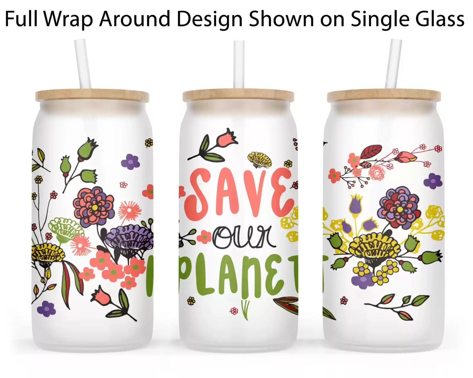 Bamboo Lid Customized Glass Tumbler